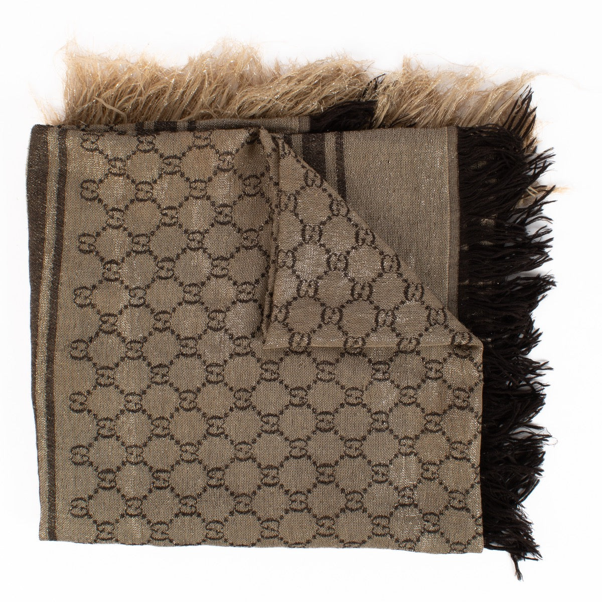 shop 100% authentic second hand Gucci Brown GG Lamé Shawl on Labellov.com