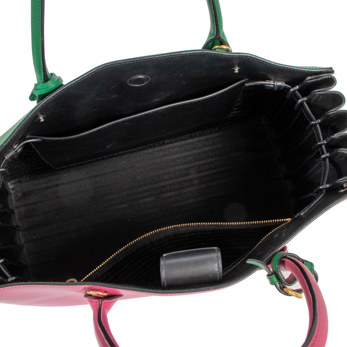 Buy authentic second hand Prada Green/Pink Bibliothèque Shoulder Bag in preloved condition at Labellov in Antwerp.