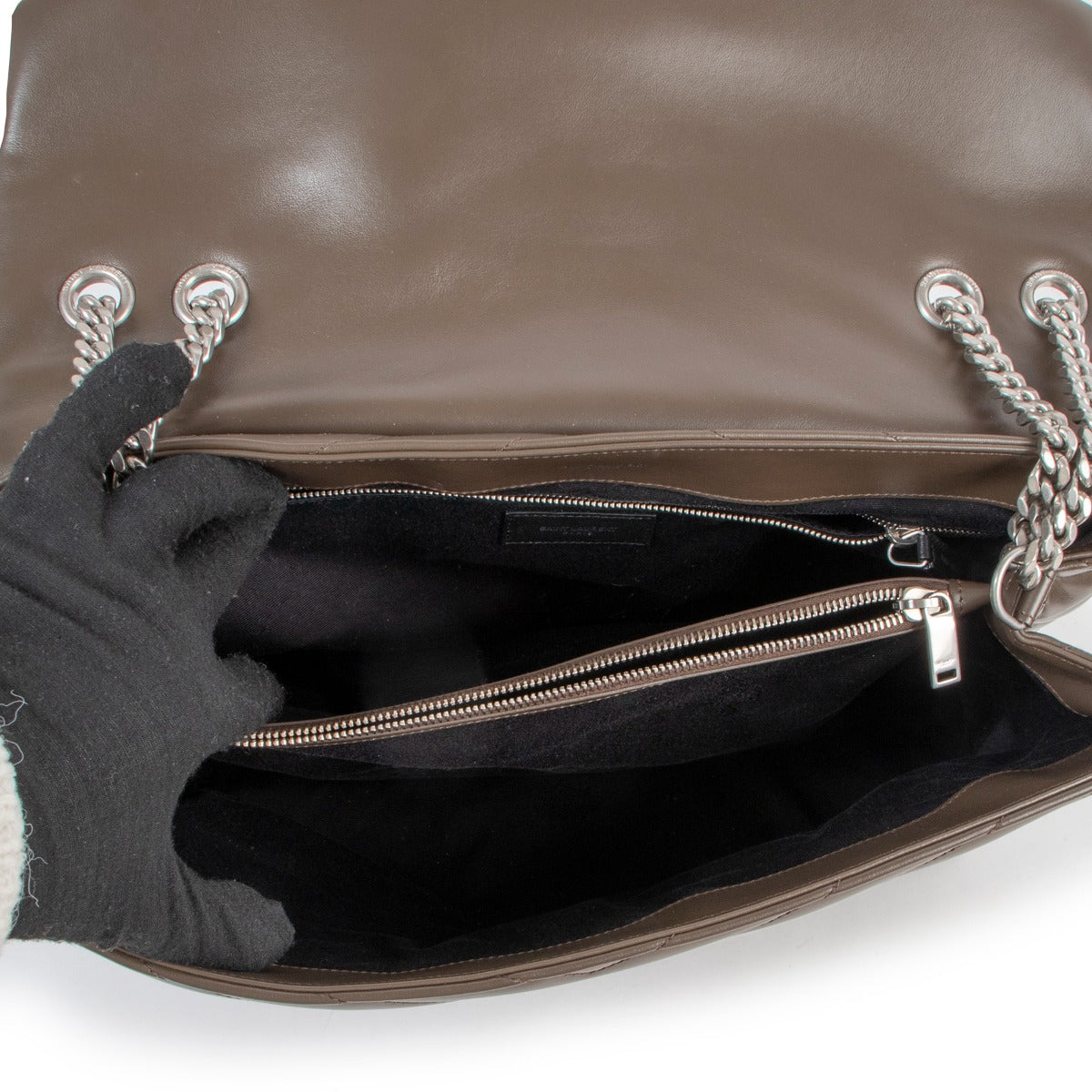 Second hand designer fashion Saint Laurent Green Loulou Large Shoulder Bag at Labellov