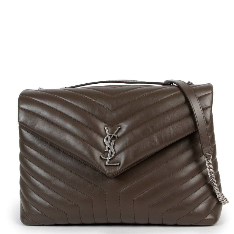Second hand designer fashion Saint Laurent Green Loulou Large Shoulder Bag at Labellov