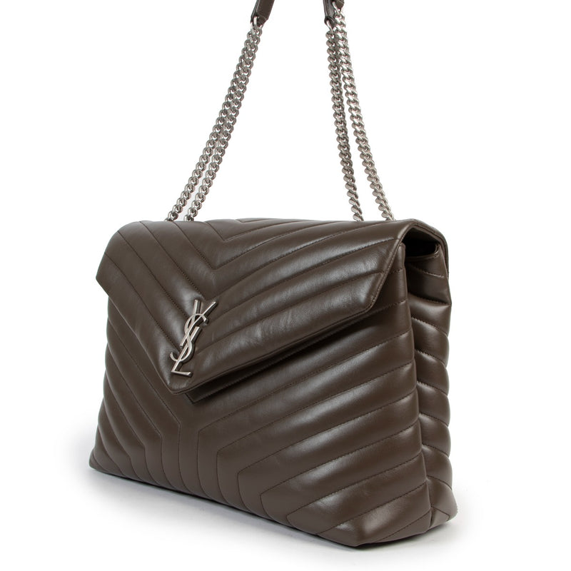 Second hand designer fashion Saint Laurent Green Loulou Large Shoulder Bag at Labellov