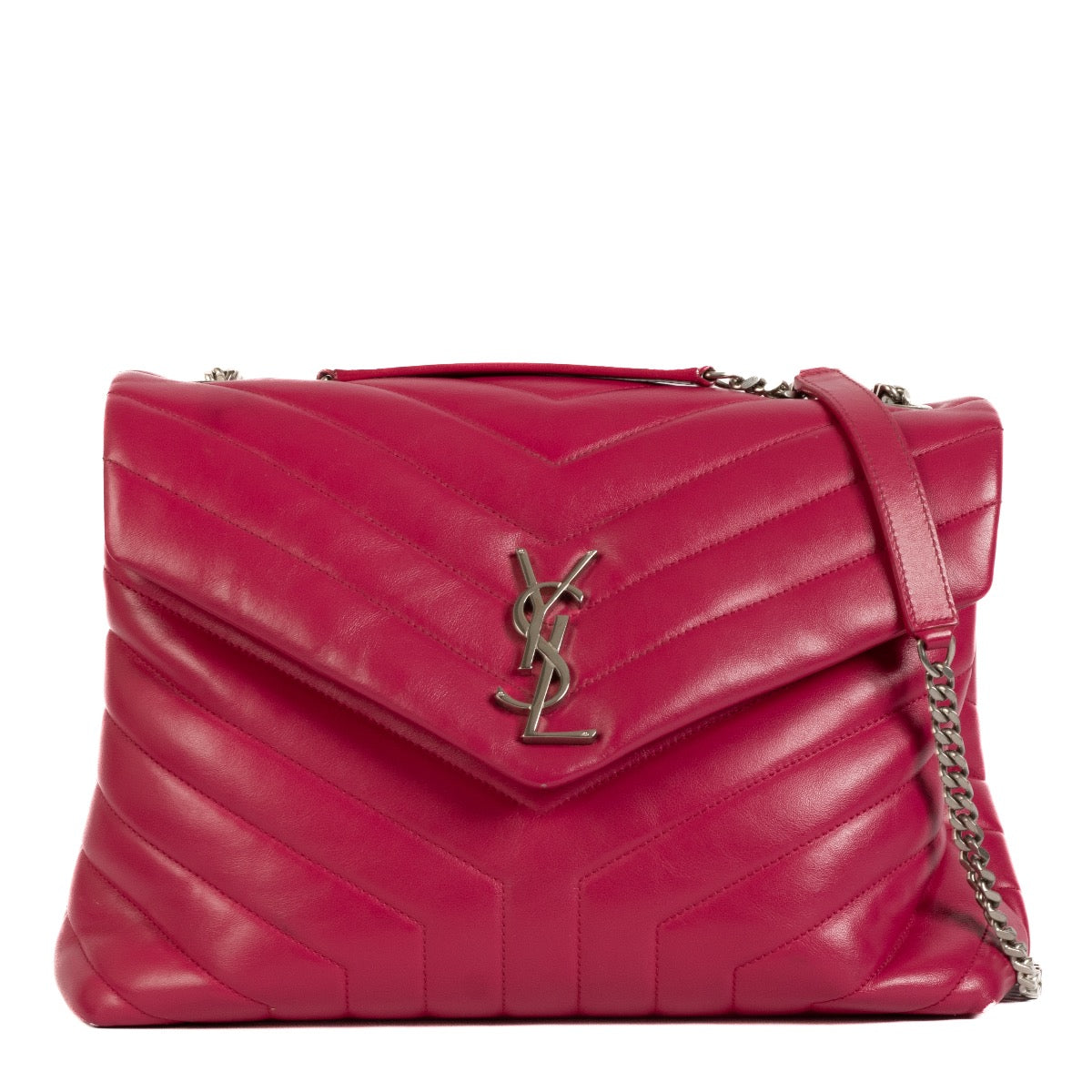 Shop safe online at Labellov in Antwerp, Brussels and Knokke this 100% authentic second hand Saint Laurent Bright Pink Loulou Crossbody Bag