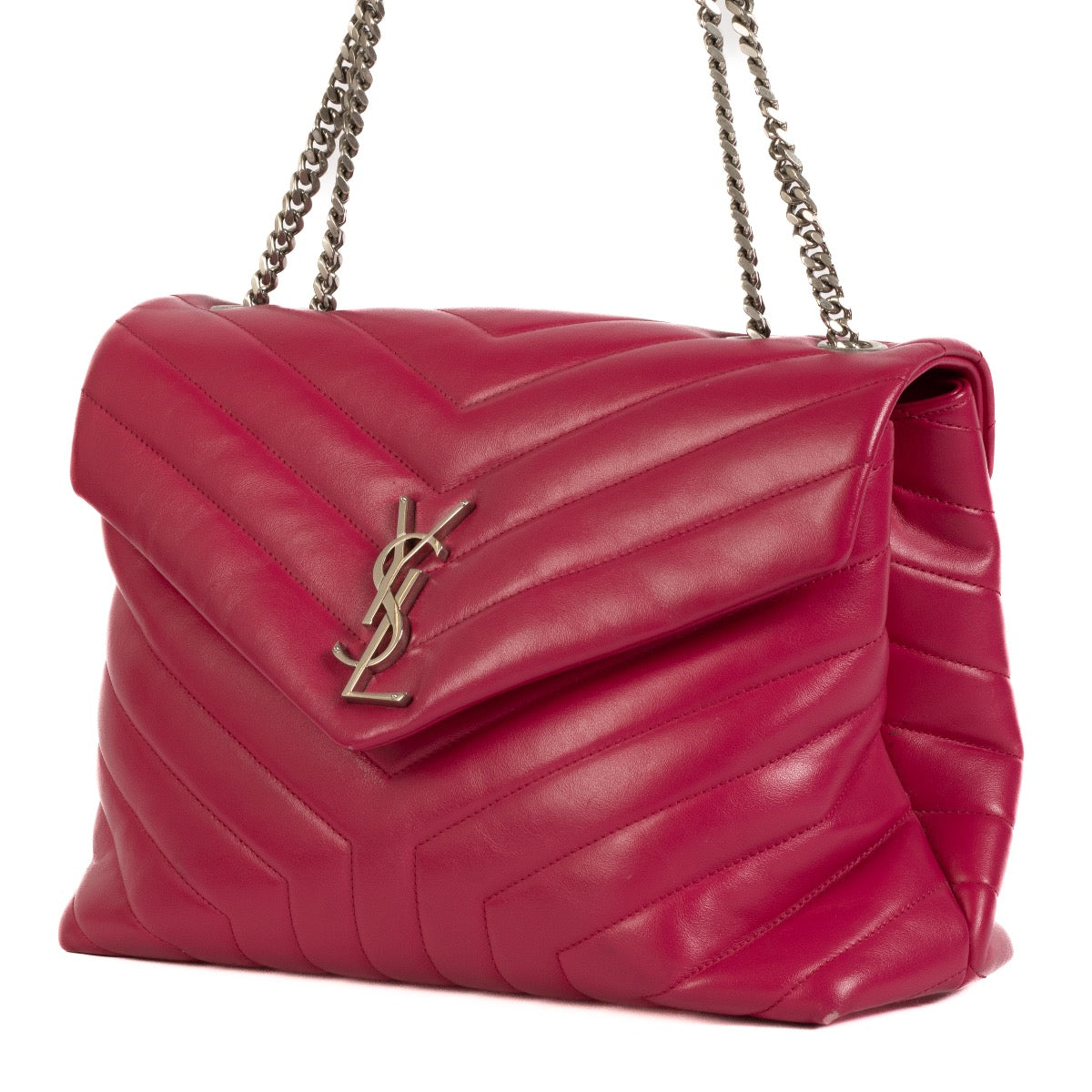 Shop safe online at Labellov in Antwerp, Brussels and Knokke this 100% authentic second hand Saint Laurent Bright Pink Loulou Crossbody Bag