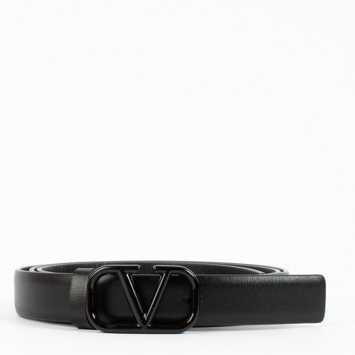 Ceinture Valentino Garavani en cuir noir à logo Vlogo Signature 20 mm - taille 85