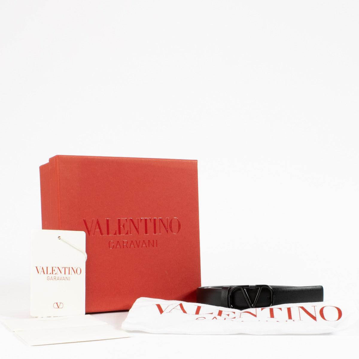 Ceinture Valentino Garavani en cuir noir à logo Vlogo Signature 20 mm - taille 85