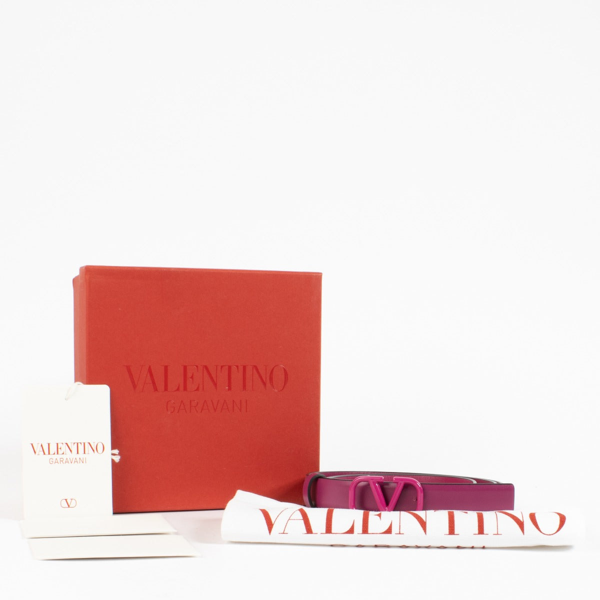 Valentino Garavani Fuchsia Vlogo Signature 20 mm Riem - maat 90