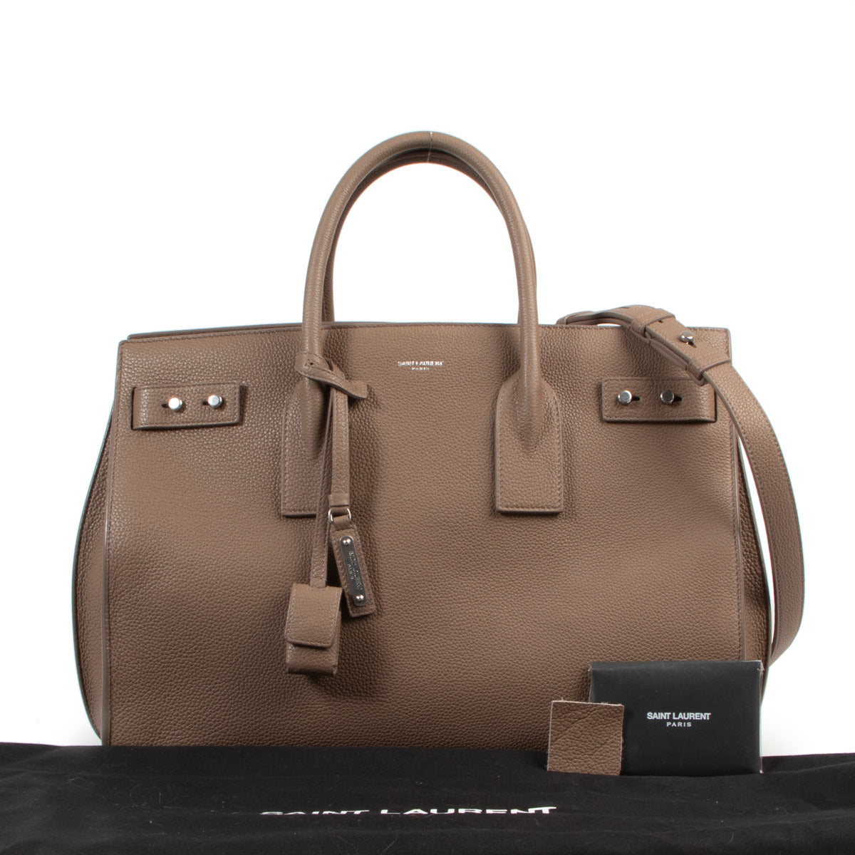 Saint Laurent Taupe Sac de Jour top handle bag for the best price at Labellov secondhand luxury in Antwerp