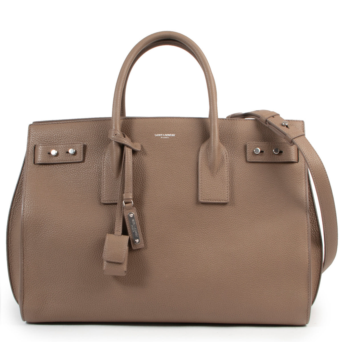 Saint Laurent Taupe Sac de Jour top handle bag for the best price at Labellov secondhand luxury in Antwerp pour le meilleur prix