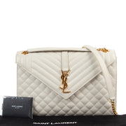 Shop safe online at Labellov in Antwerp this 100% authentic second hand Saint Laurent White Envelope Large Shoulder Bag