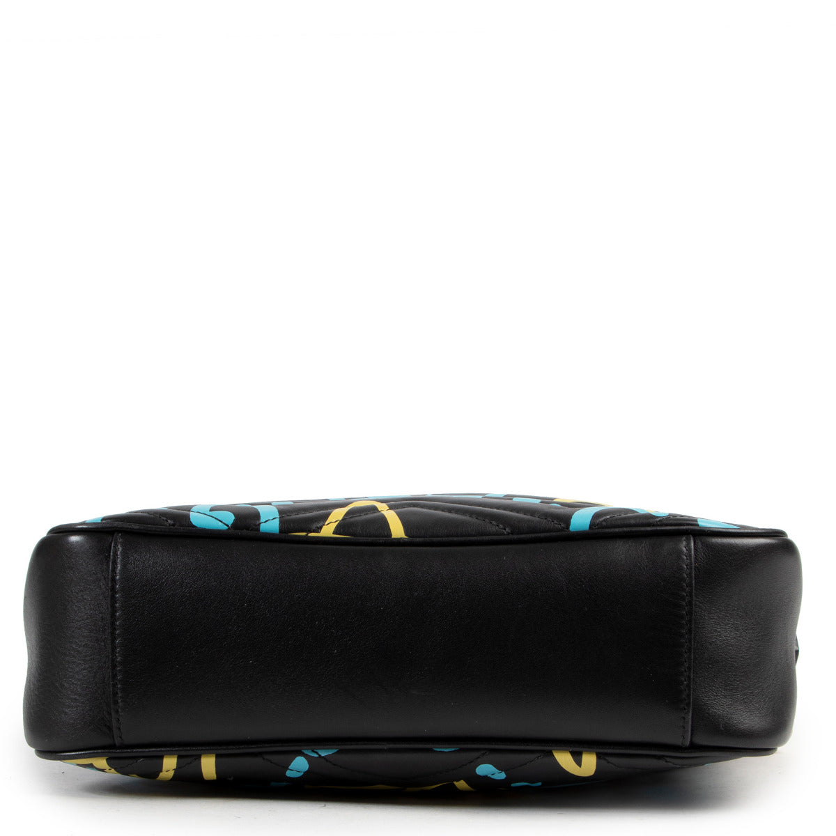 Gucci Zwarte Graffiti Leren GG Marmont Crossbody Tas