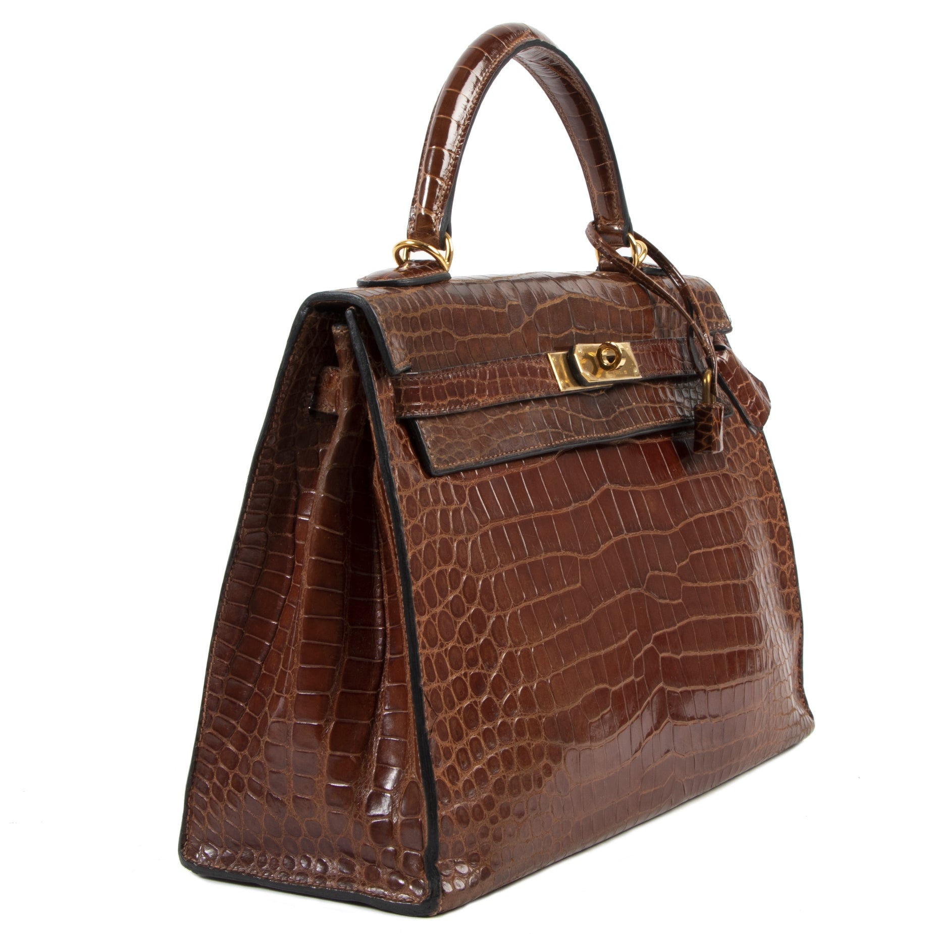 Hermès Kelly 32 Miel Crocodile GHW for sale online at Labellov Antwerp with worldwide shipping