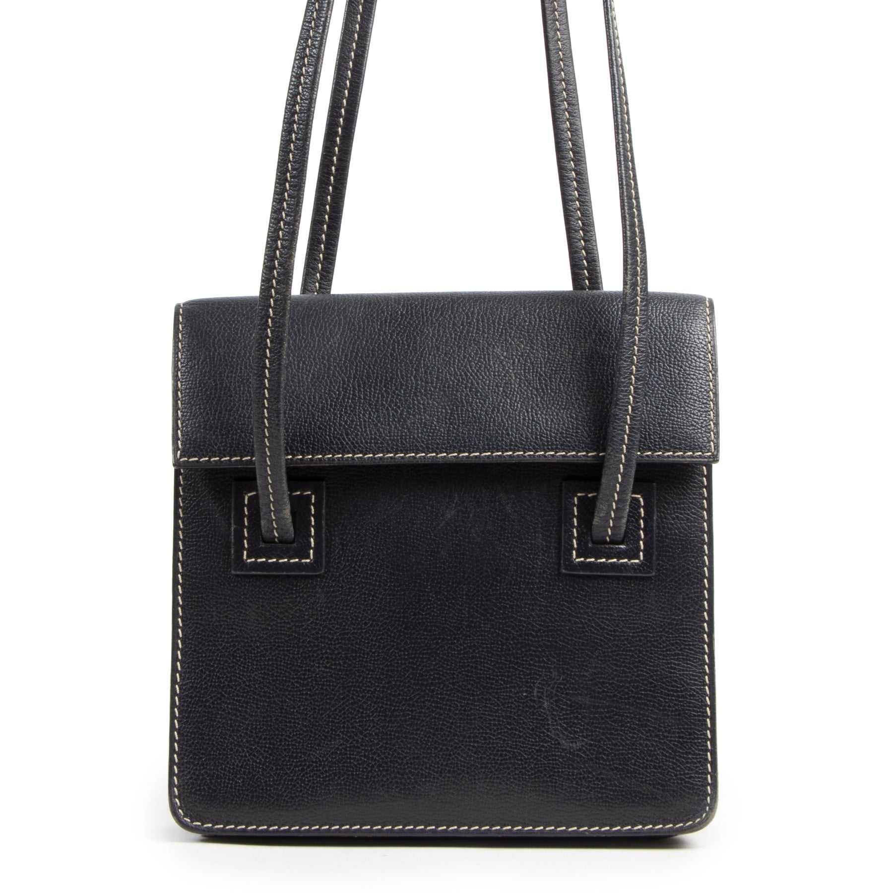 Authentieke Tweedehands Delvaux Black Santal Shoulder Bag juiste prijs veilig online shoppen luxe merken webshop winkelen Antwerpen België mode fashion