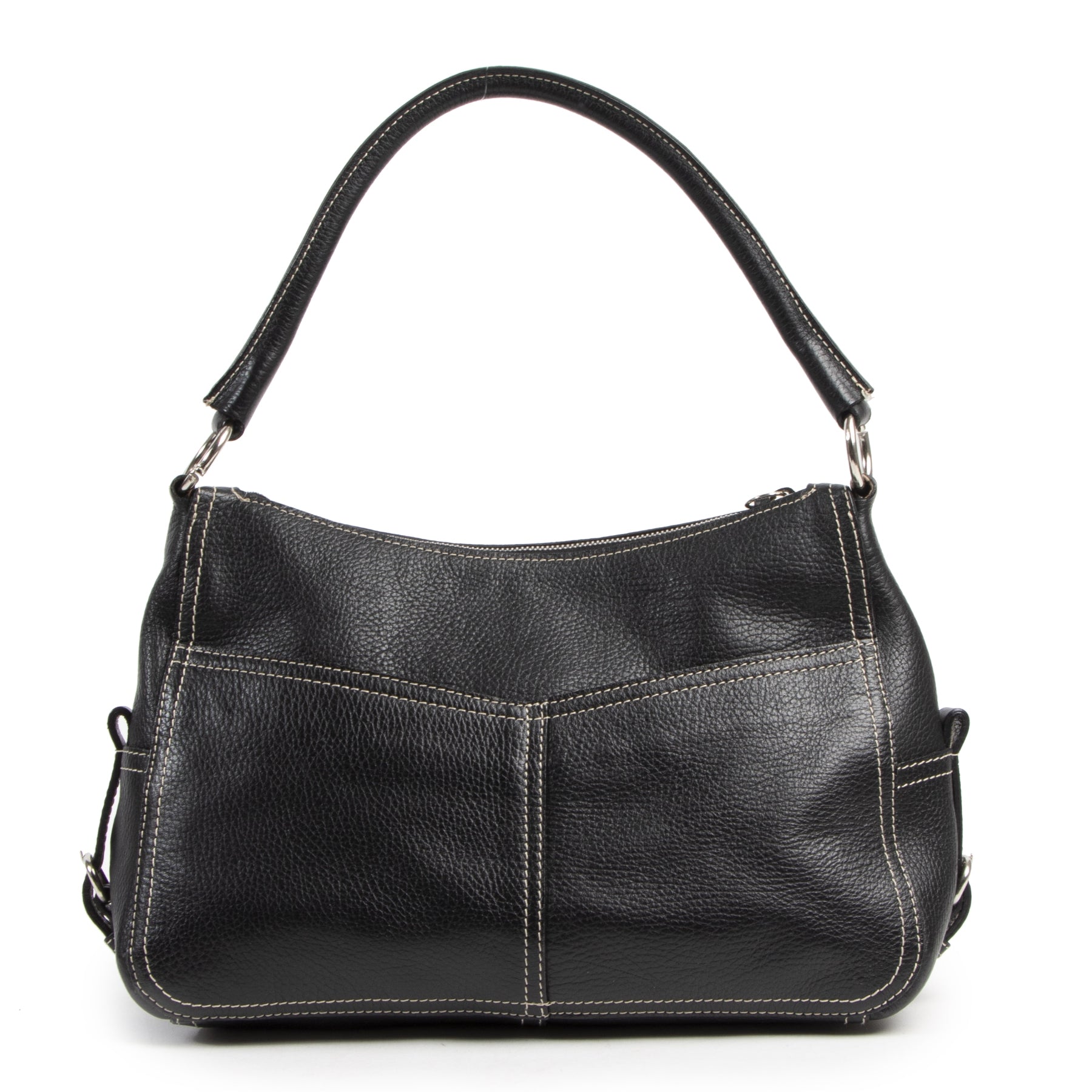 Authentieke Tweedehands Prada Black Shoulder Bag juiste prijs veilig online shoppen luxe merken webshop winkelen Antwerpen België mode fashion