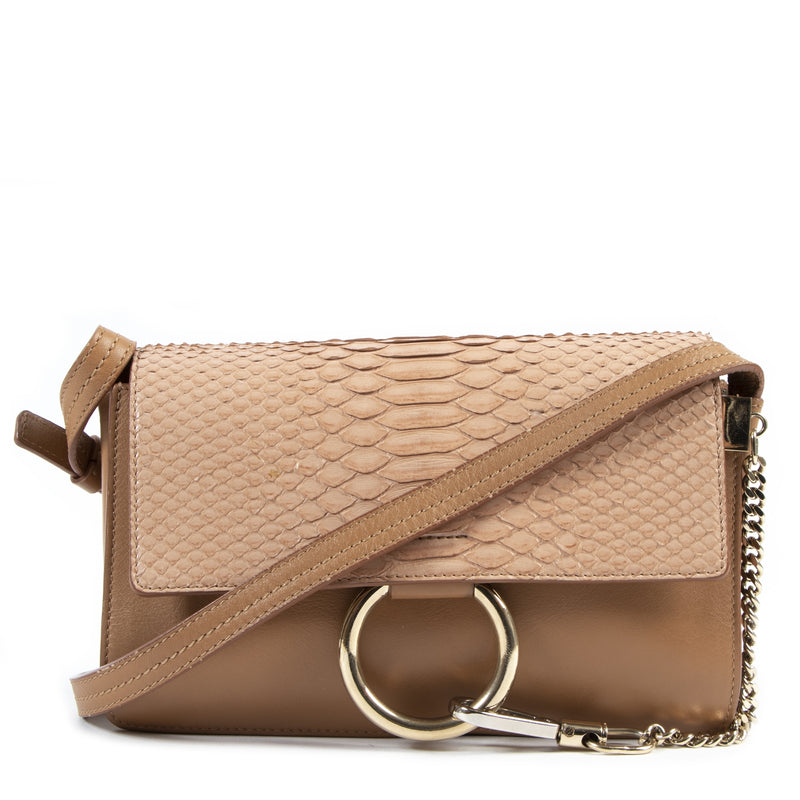 Chloe Caramel Python Calfskin Small Faye Shoulder Bag