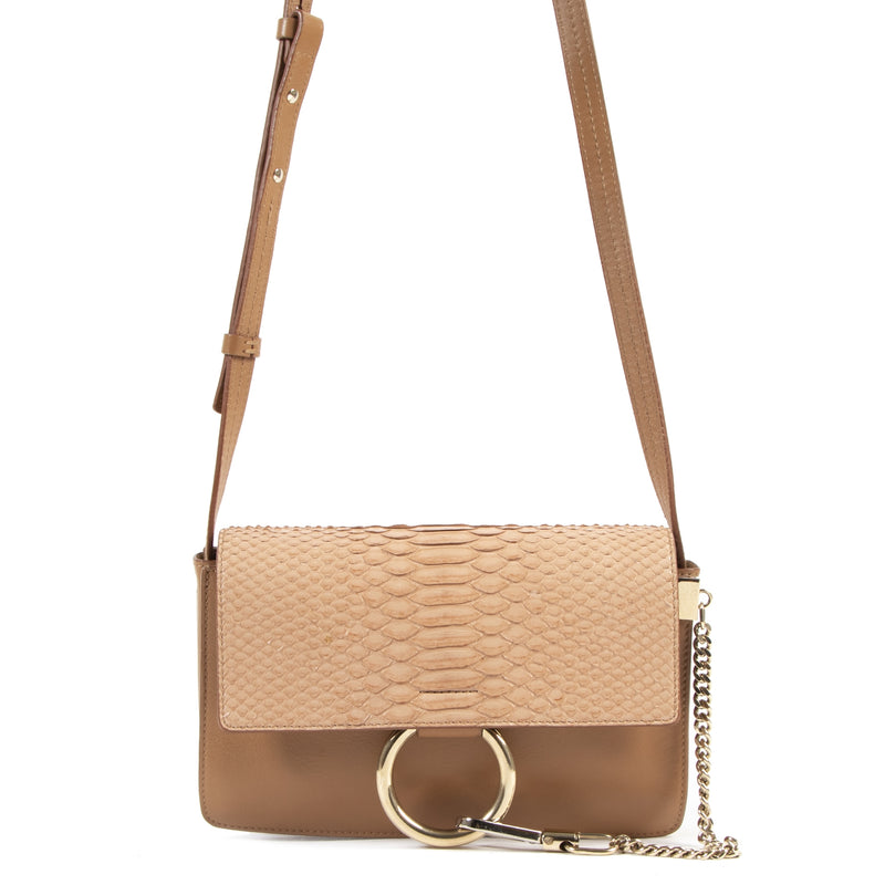 Chloe Caramel Python Calfskin Small Faye Shoulder Bag