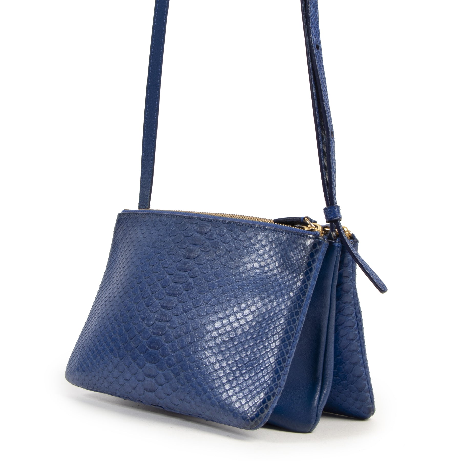 Authentic second-hand vintage Céline Trio Python Crossbody Bag buy online webshop LabelLOV