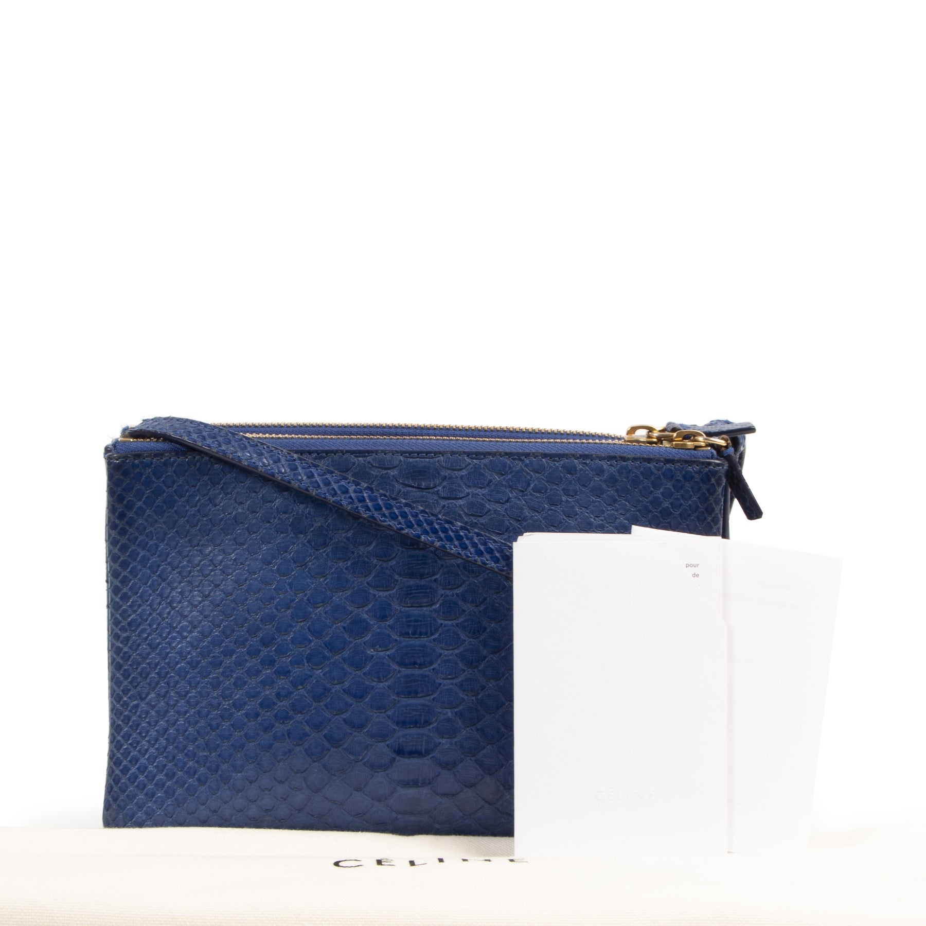 Authentieke tweedehands vintage Céline Trio Python Crossbody Bag koop online webshop LabelLOV