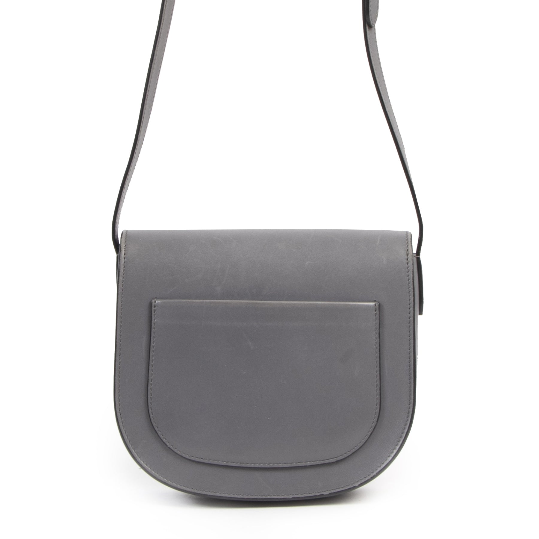 Authentic second-hand vintage Céline Small Grey Trotteur Crossbody Bag buy online webshop LabelLOV