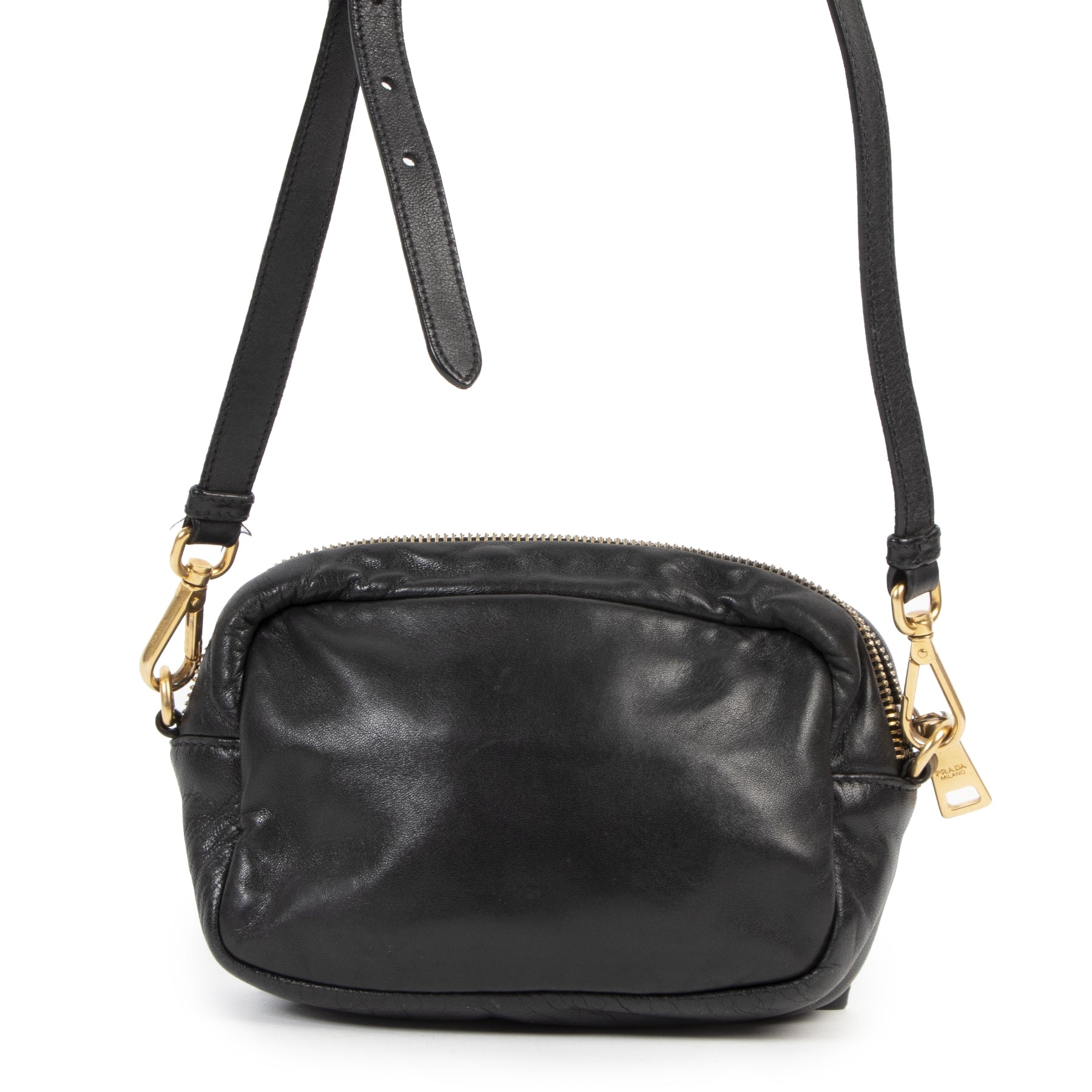 Authentieke Tweedehands Prada Black Bow Detail Crossbody Bag juiste prijs veilig online shoppen luxe merken webshop winkelen Antwerpen België mode fashion