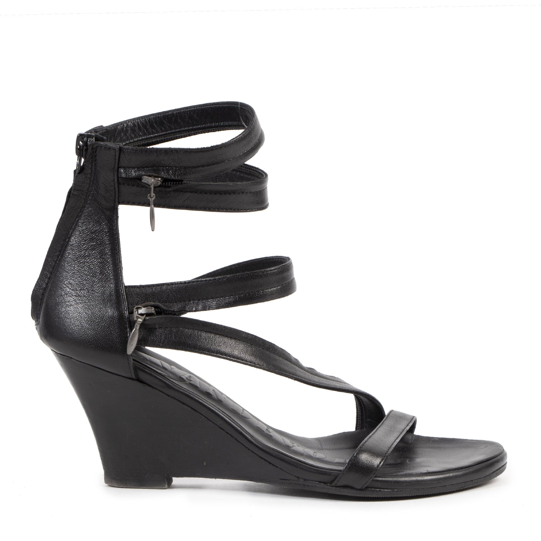 Authentic second-hand vintage AF Vandevorst Black Wedge Sandals - Size 35,5 buy online webshop LabelLOV