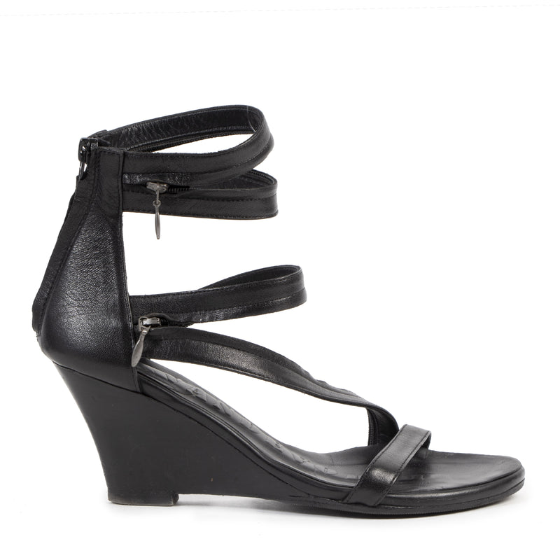 Authentic second-hand vintage AF Vandevorst Black Wedge Sandals - Size 35,5 buy online webshop LabelLOV