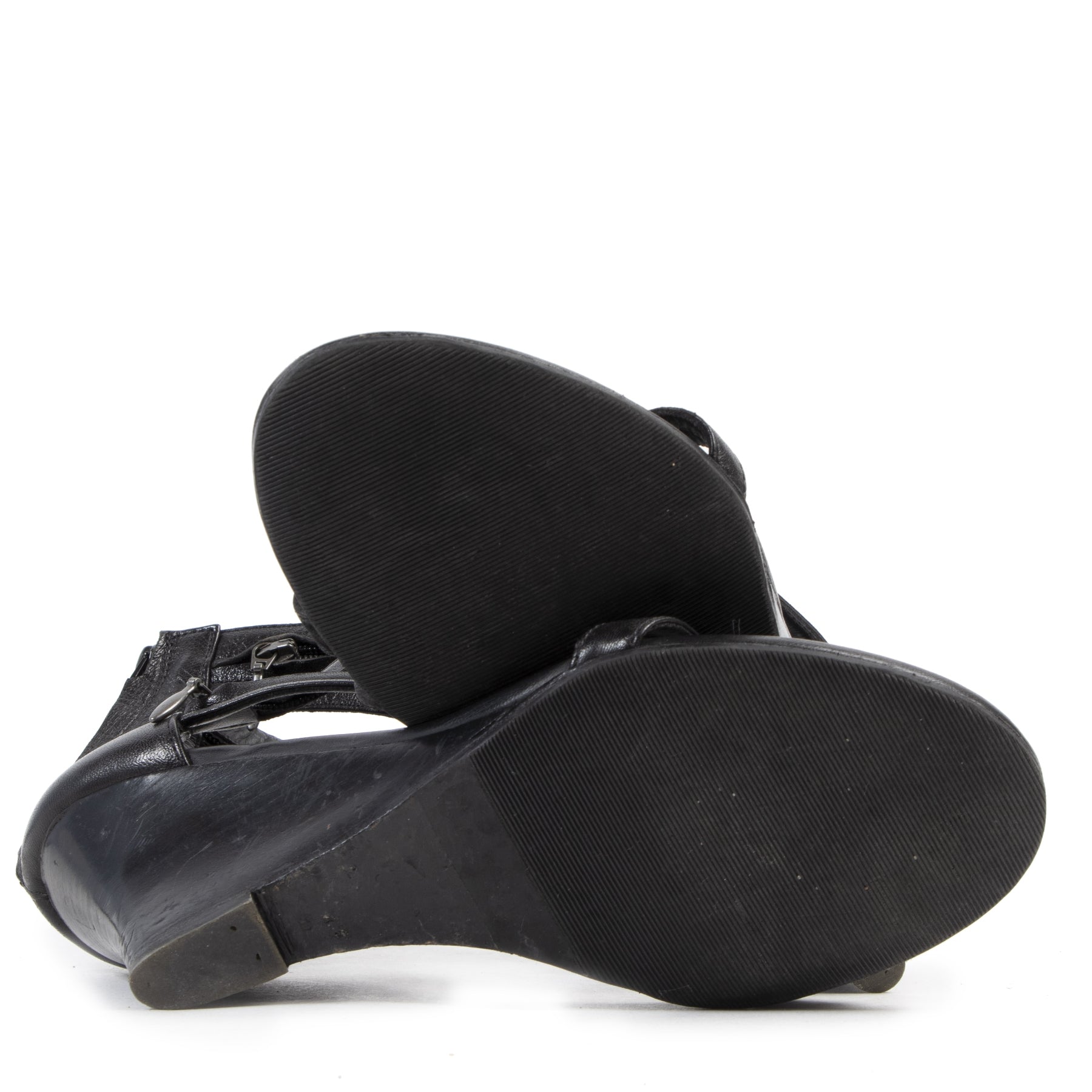 Authentieke tweedehands vintage AF Vandevorst Black Wedge Sandals - Size 35,5 koop online webshop LabelLOV
