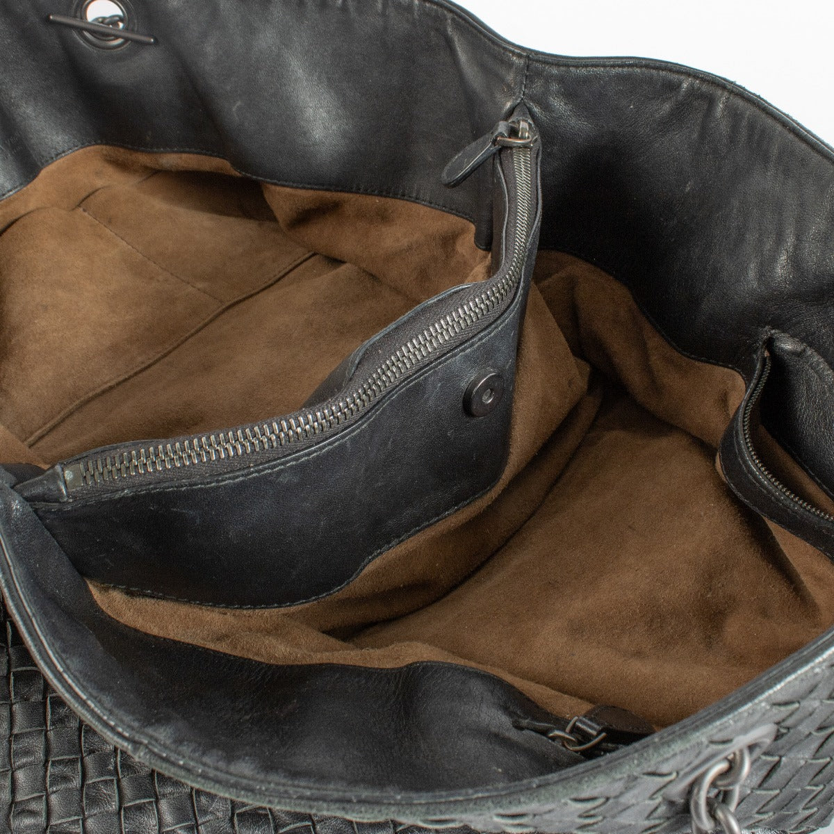 Bottega Veneta Black Intrecciato Chain Tote