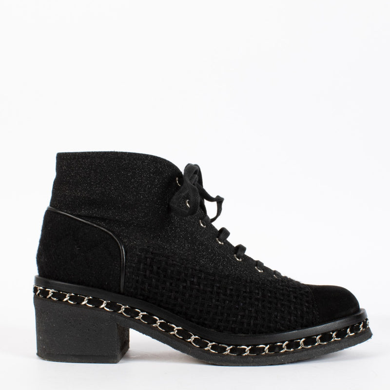Authentic preloved Chanel Black Ankle Boots - Size 39 on Labellov.com