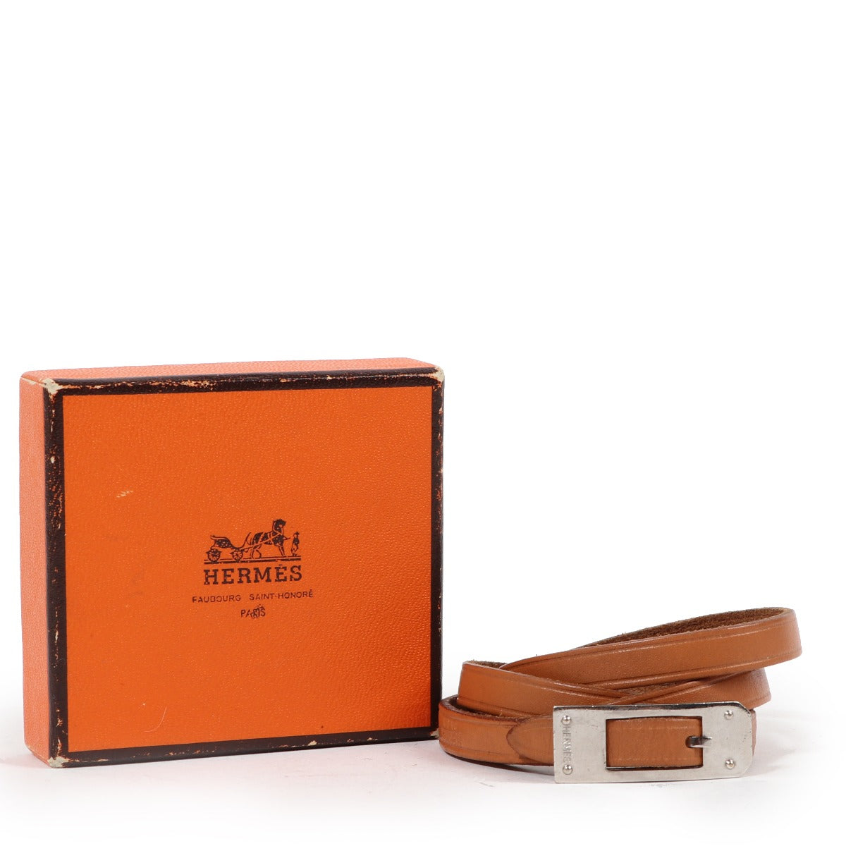 Hermès Vintage Leather Triple Tour Kelly Plaque Bracelet