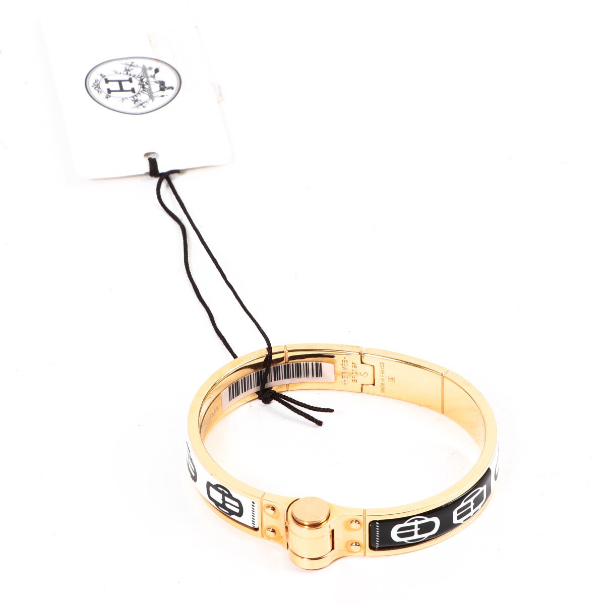 Bracelet Hermès Charnière Fin Cuirs Marins Or Rose Taille M