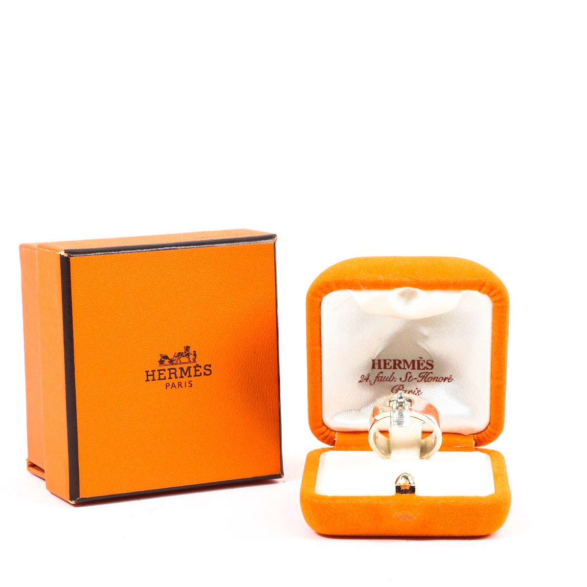 Hermès Vintage Silver Cadenas H Kelly Lock Charm Ring