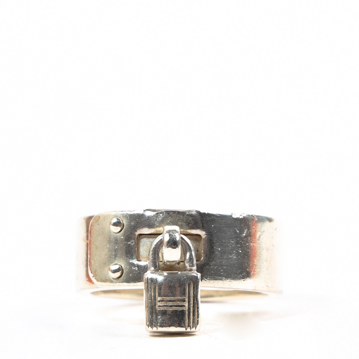Hermès Vintage Silver Cadenas H Kelly Lock Charm Ring