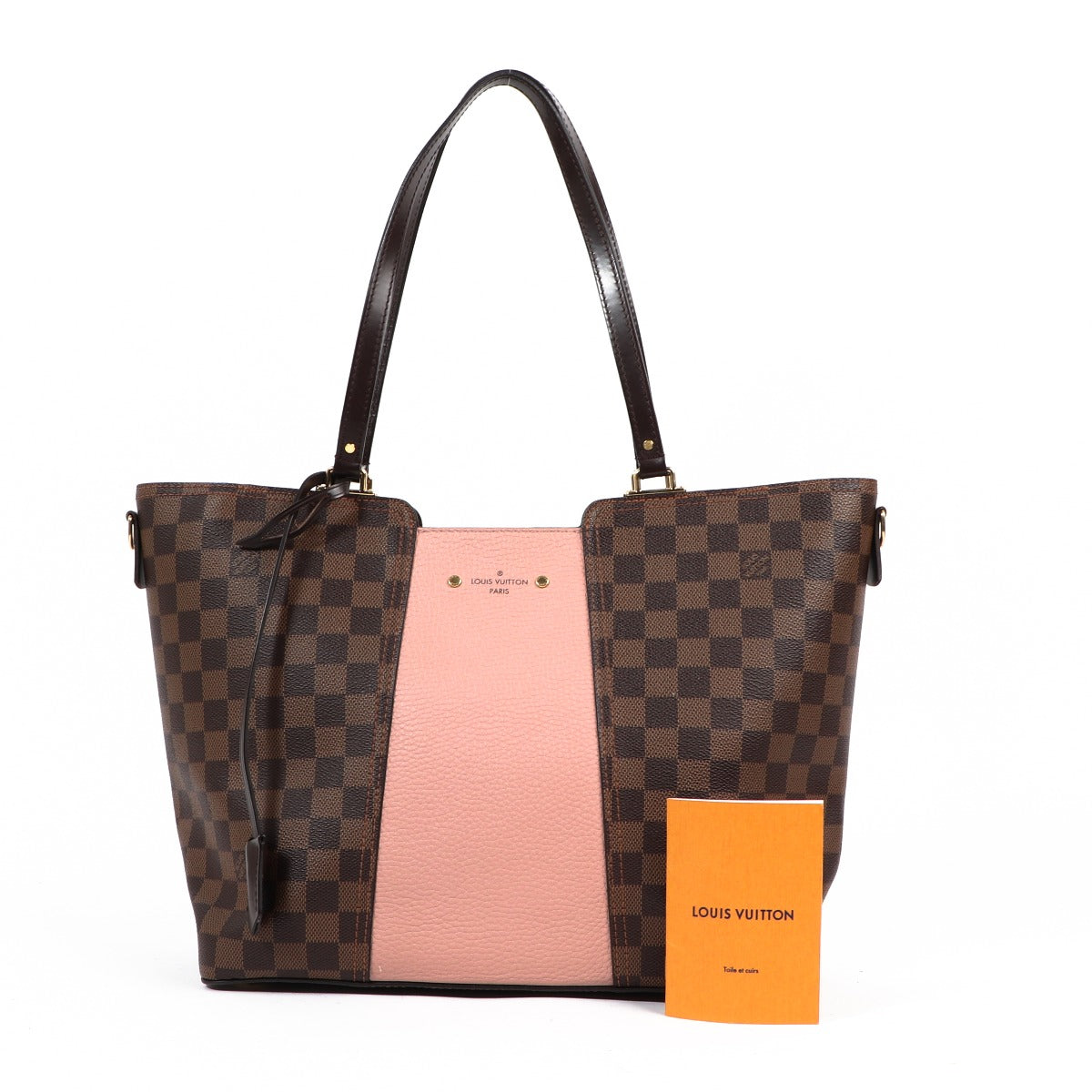 Buy a vintage authentic Louis Vuitton Damier Ebene Pink Canvas Jersey Magnolia Tote Bag in very good condition at Labellov in Antwerp.