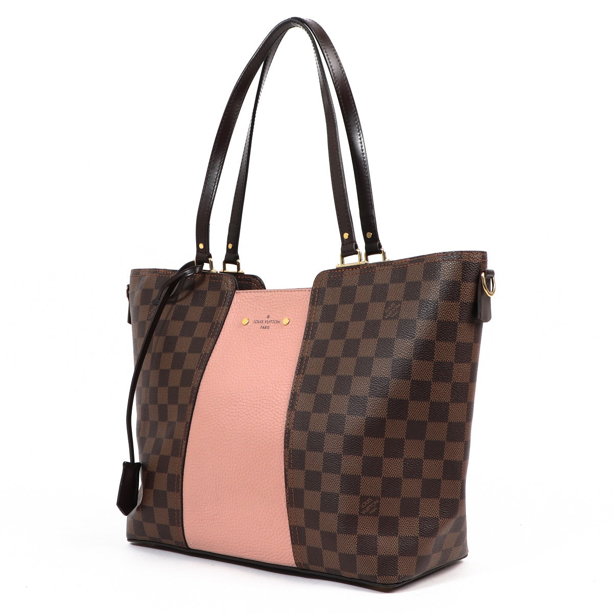 Buy a vintage authentic Louis Vuitton Damier Ebene Pink Canvas Jersey Magnolia Tote Bag in very good condition at Labellov in Antwerp.