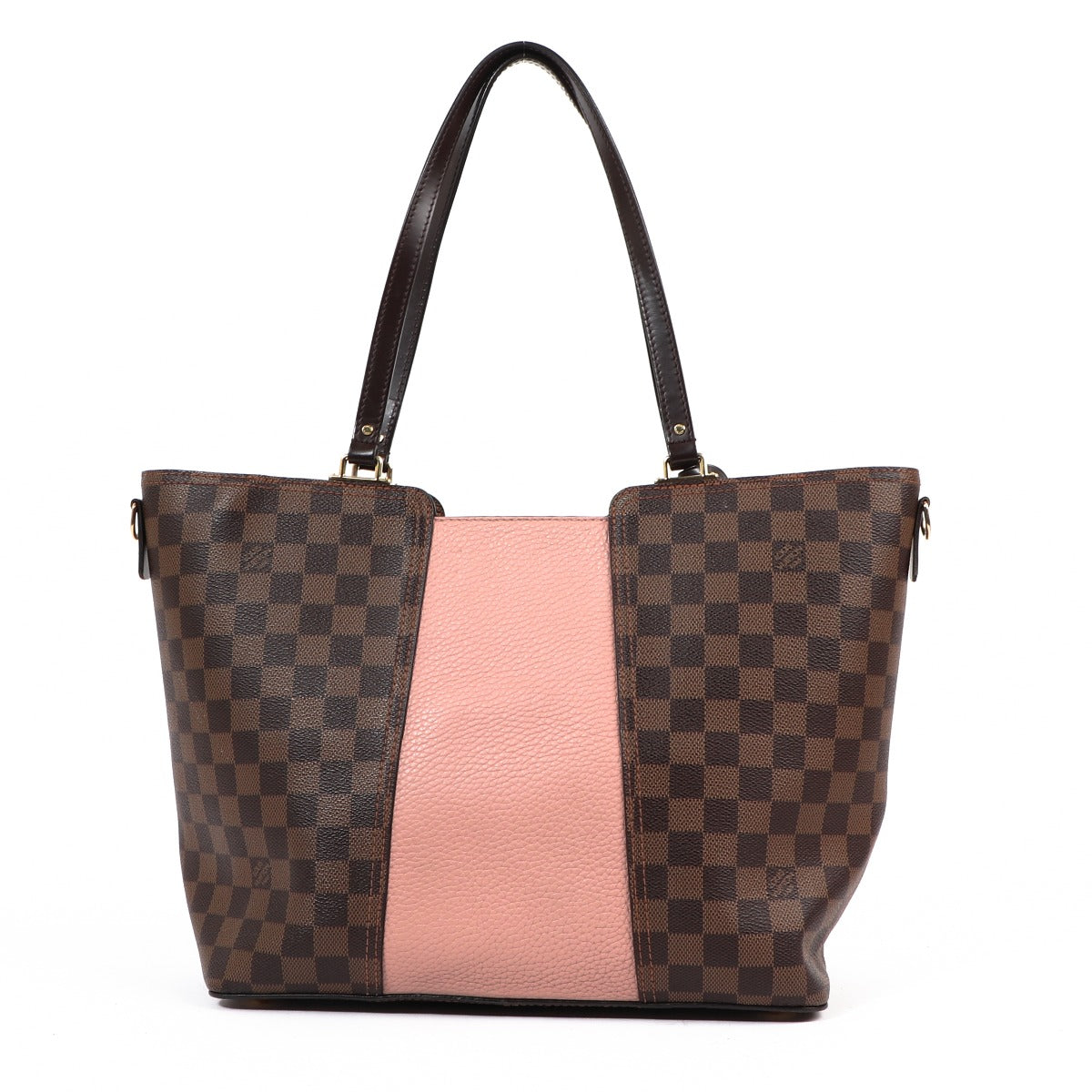 Buy a vintage authentic Louis Vuitton Damier Ebene Pink Canvas Jersey Magnolia Tote Bag in very good condition at Labellov in Antwerp.