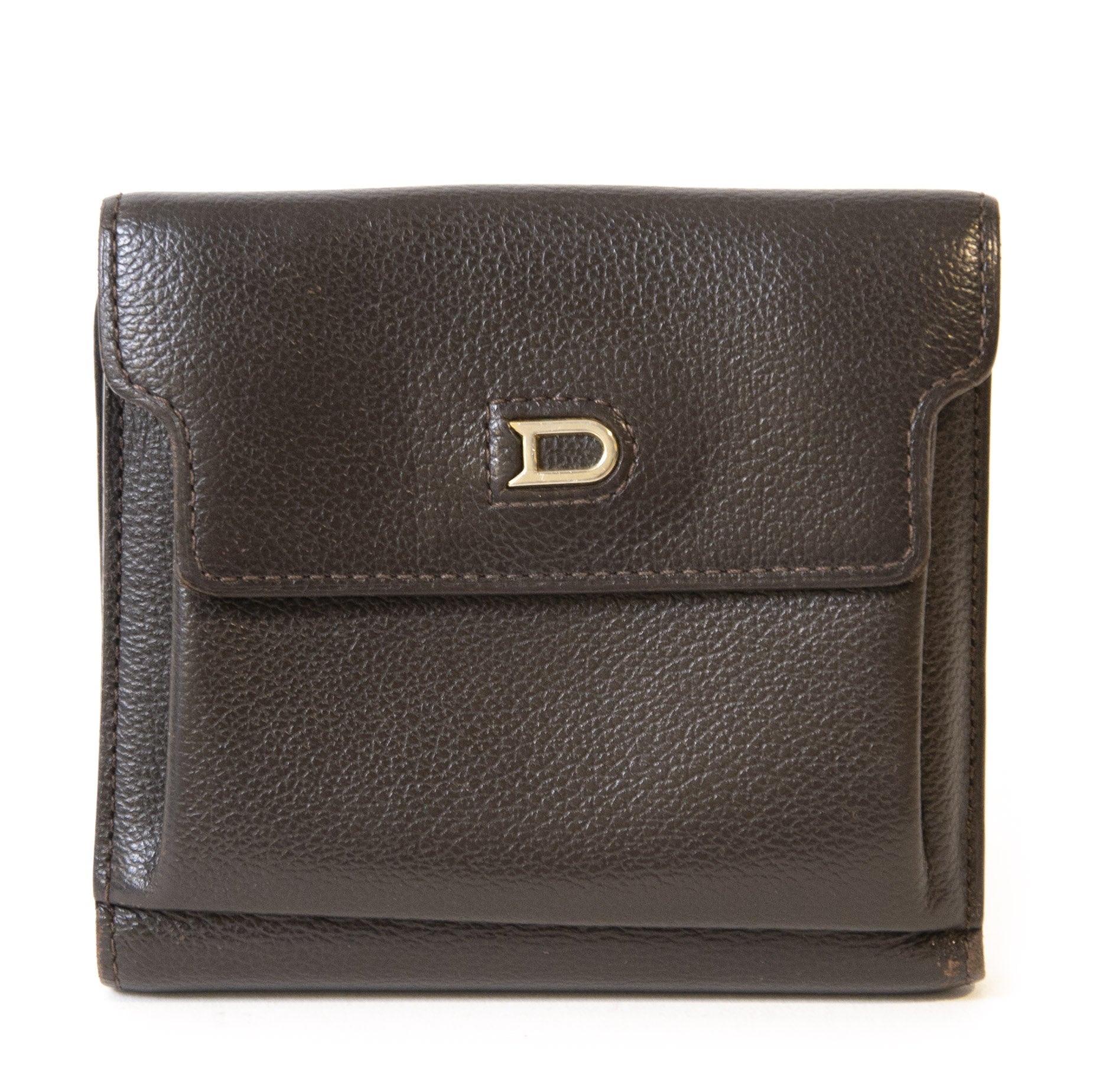 Authentieke Tweedehands Delvaux Dark Brown Wallet juiste prijs veilig online shoppen luxe merken webshop winkelen Antwerpen België mode fashion