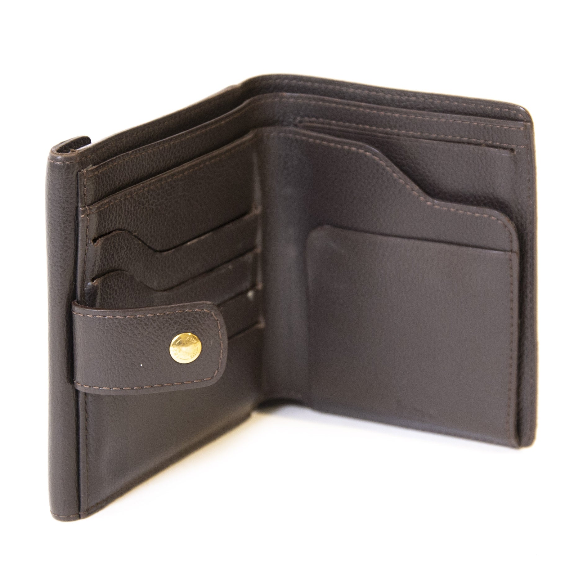 Authentieke Tweedehands Delvaux Dark Brown Wallet juiste prijs veilig online shoppen luxe merken webshop winkelen Antwerpen België mode fashion