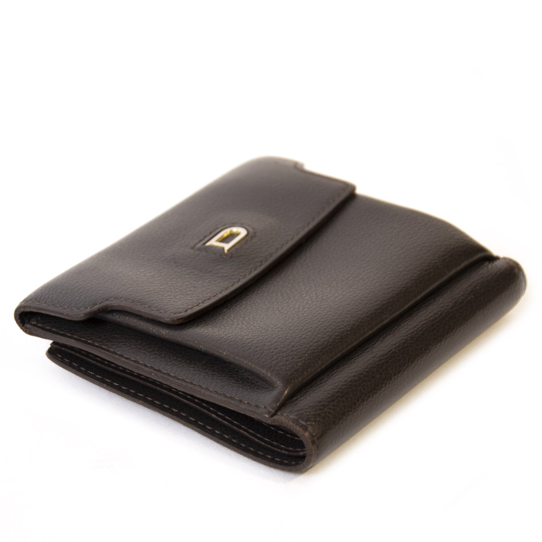 Authentieke Tweedehands Delvaux Dark Brown Wallet juiste prijs veilig online shoppen luxe merken webshop winkelen Antwerpen België mode fashion
