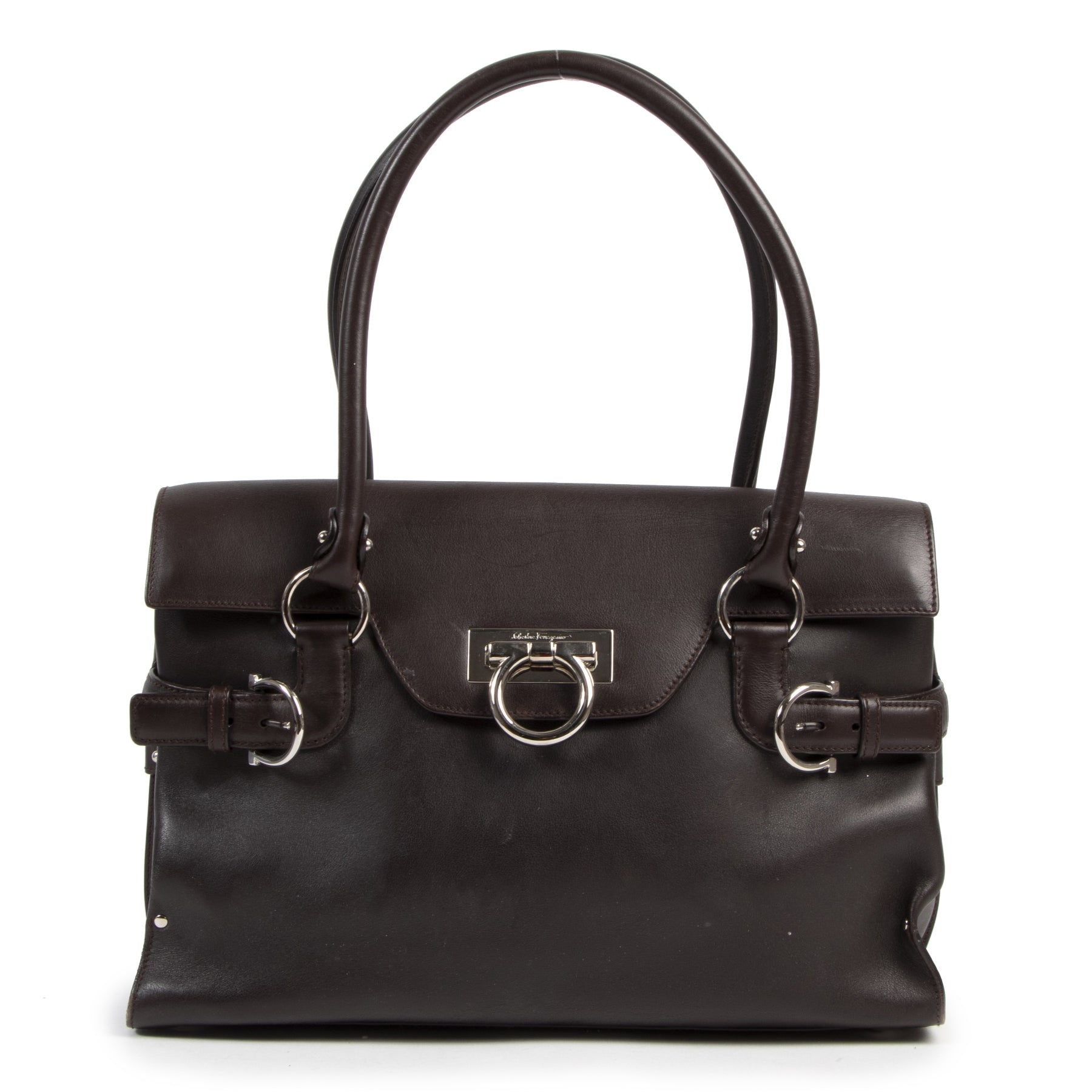 Salvatore Ferragamo Brown Top Handle Bag kopen en verkopen aan de beste prijs bij Labellov