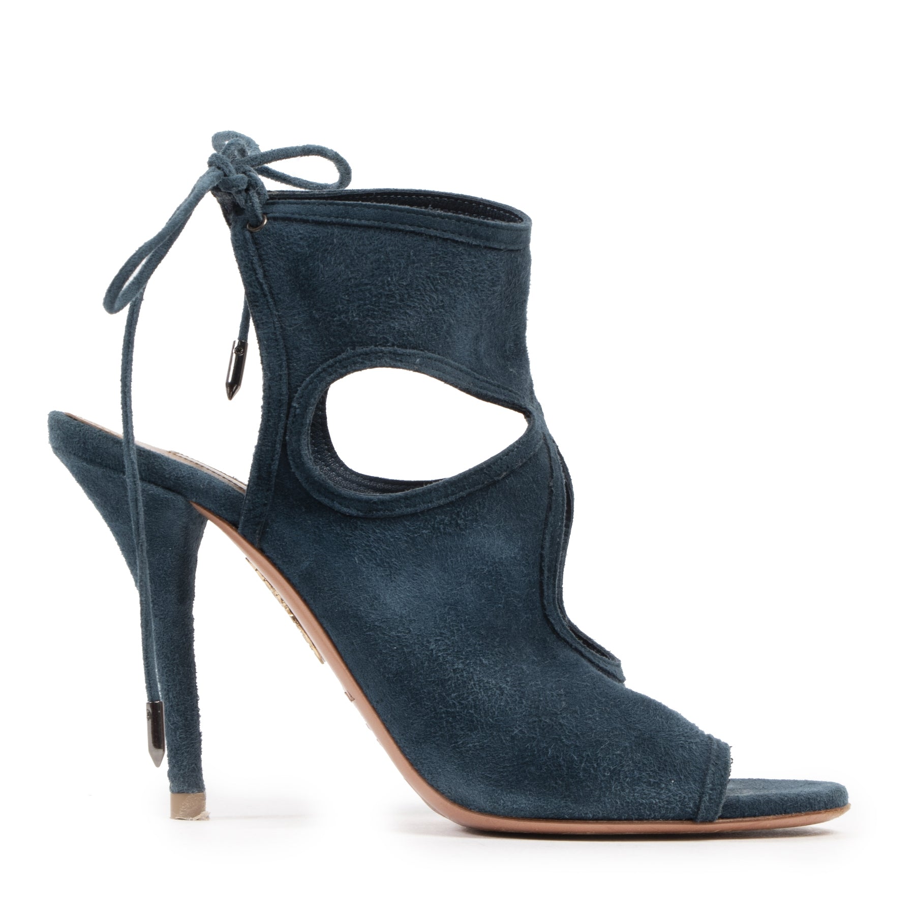 Authentic Secondhand Aquazzura Blue Sexy Thing Suede Heels - Size 38 designer shoes accessories designer high end brands fashion luxury vintage webshop safe secure online shopping