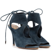 Authentic Secondhand Aquazzura Blue Sexy Thing Suede Heels - Size 38 designer shoes accessories designer high end brands fashion luxury vintage webshop safe secure online shopping