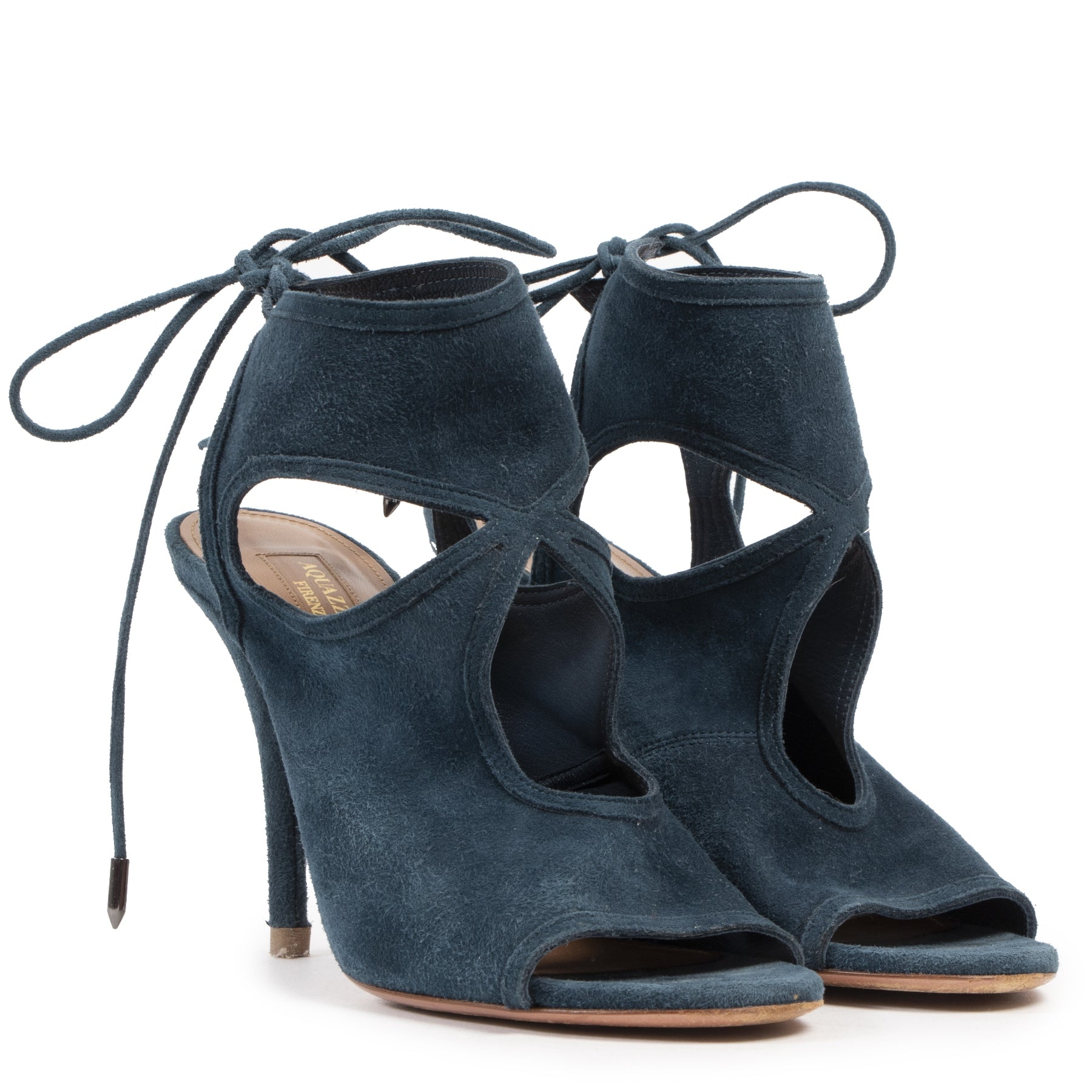 Authentic Secondhand Aquazzura Blue Sexy Thing Suede Heels - Size 38 designer shoes accessories designer high end brands fashion luxury vintage webshop safe secure online shopping