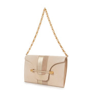 Buy online an authentic second hand Delvaux Beige Leather Clutch With Chain in preloved condition at Labellov in Antwerp.
