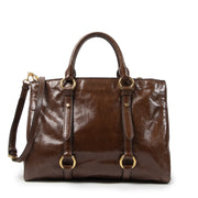 Authentic secondhand Miu Miu Vitello Shine Brown Leather Satchel designer bags fashion luxury vintage webshop safe secure online shopping designer high end brands leather bags