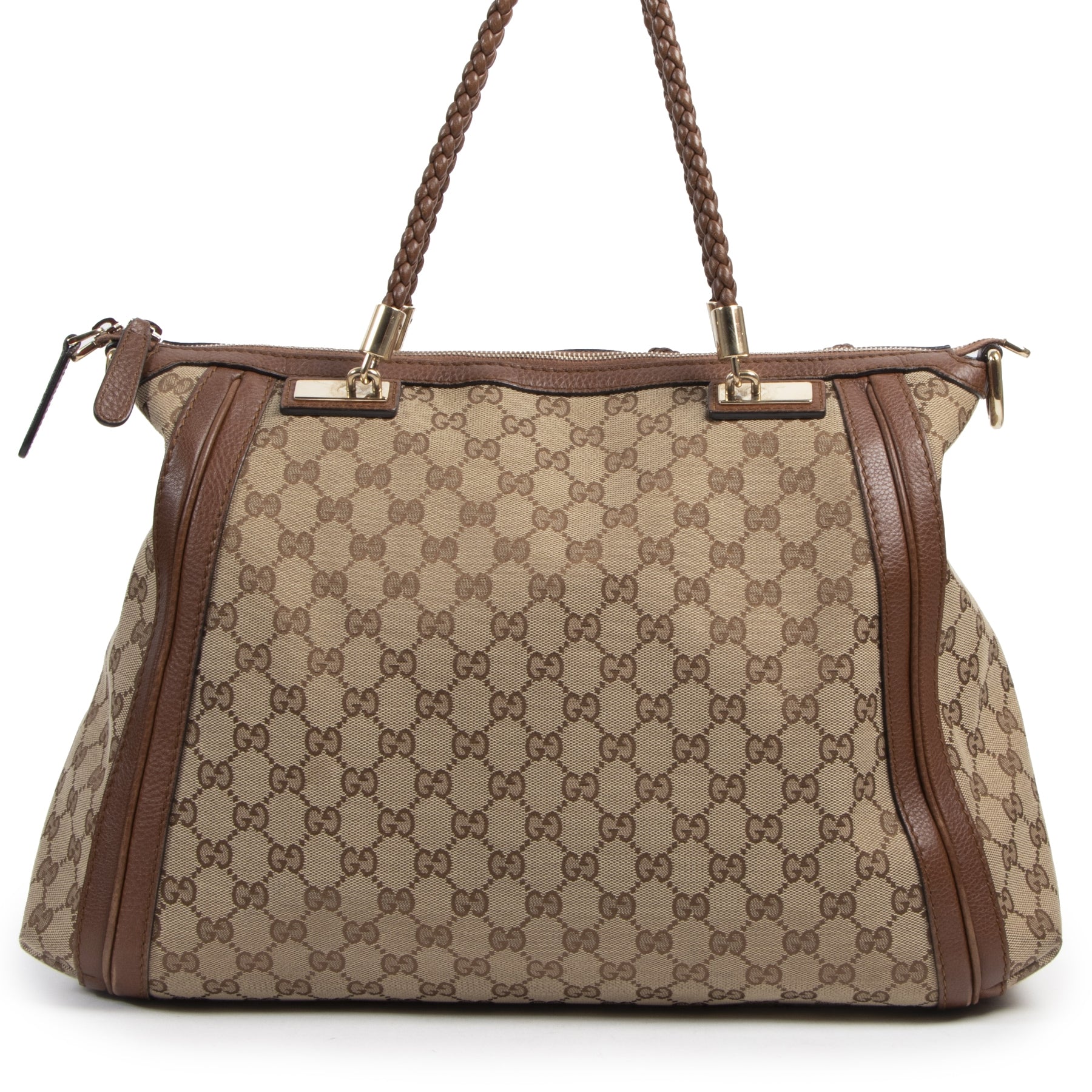 Authentic secondhand Gucci Bella Monogram Canvas Tote Satchel Bag designer bags fashion luxury vintage webshop safe secure online shopping high end designer brands