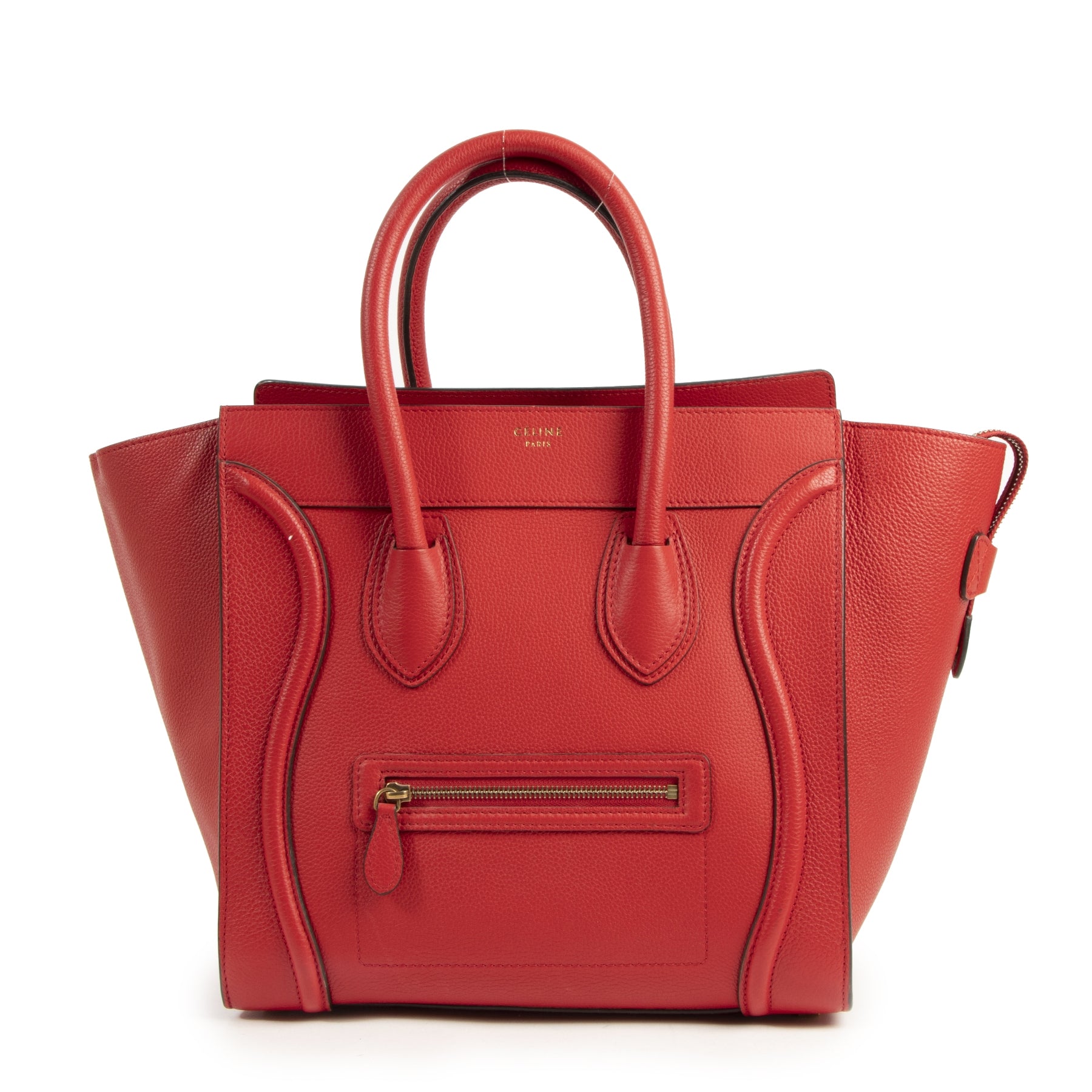 Authentieke Tweedehands Céline Mini Red Luggage Bag juiste prijs veilig online shoppen luxe merken webshop winkelen Antwerpen België mode fashion