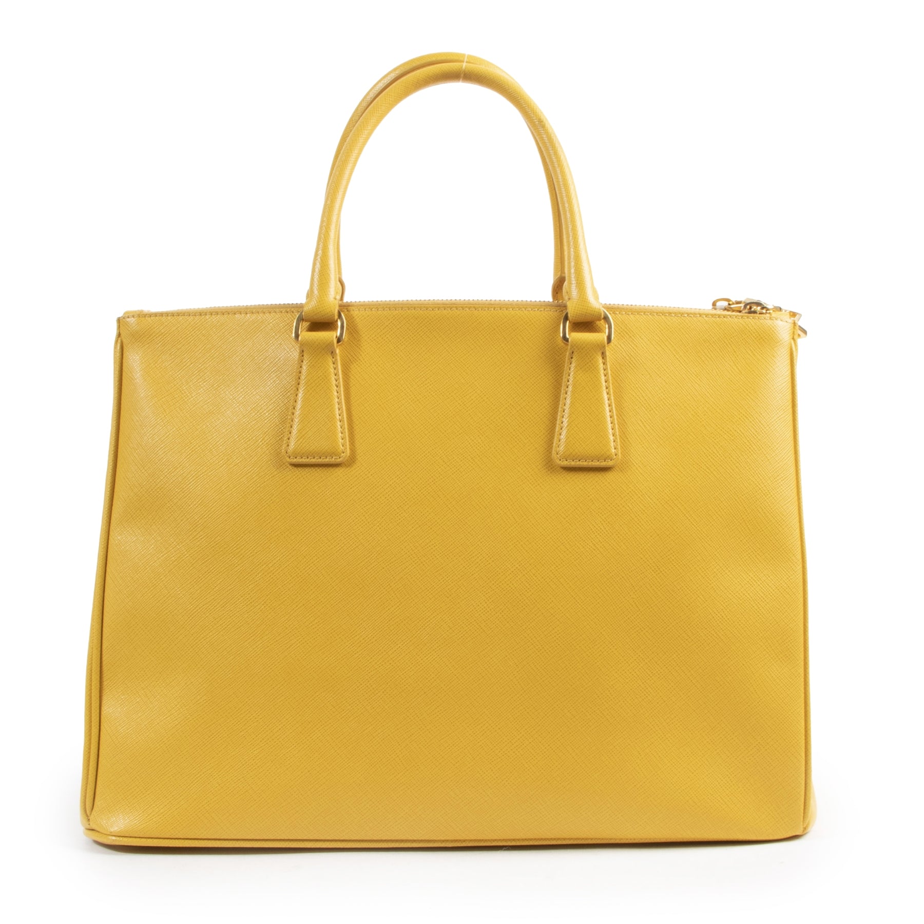 Prada Yellow Double Zip Top Handle Tote kopen en verkopen aan de beste prijs bij Labellov