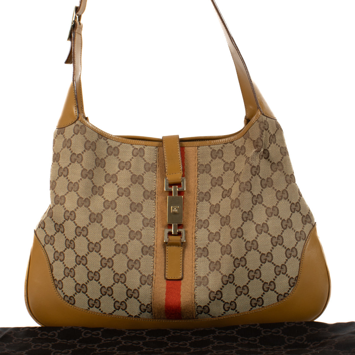 Shop safe online at Labellov in Antwerp, Brussels and Knokke this 100% authentic second hand Gucci GG Canvas Jackie Bag