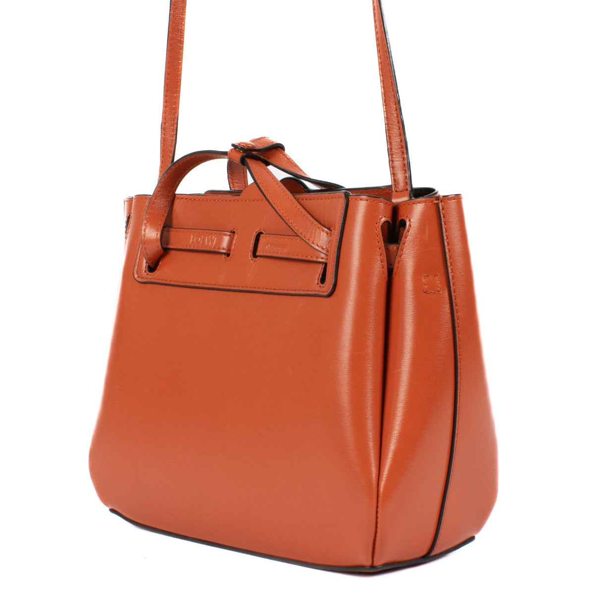 Loewe Vermillion Red Leather Mini Lazo Crossbody Bag