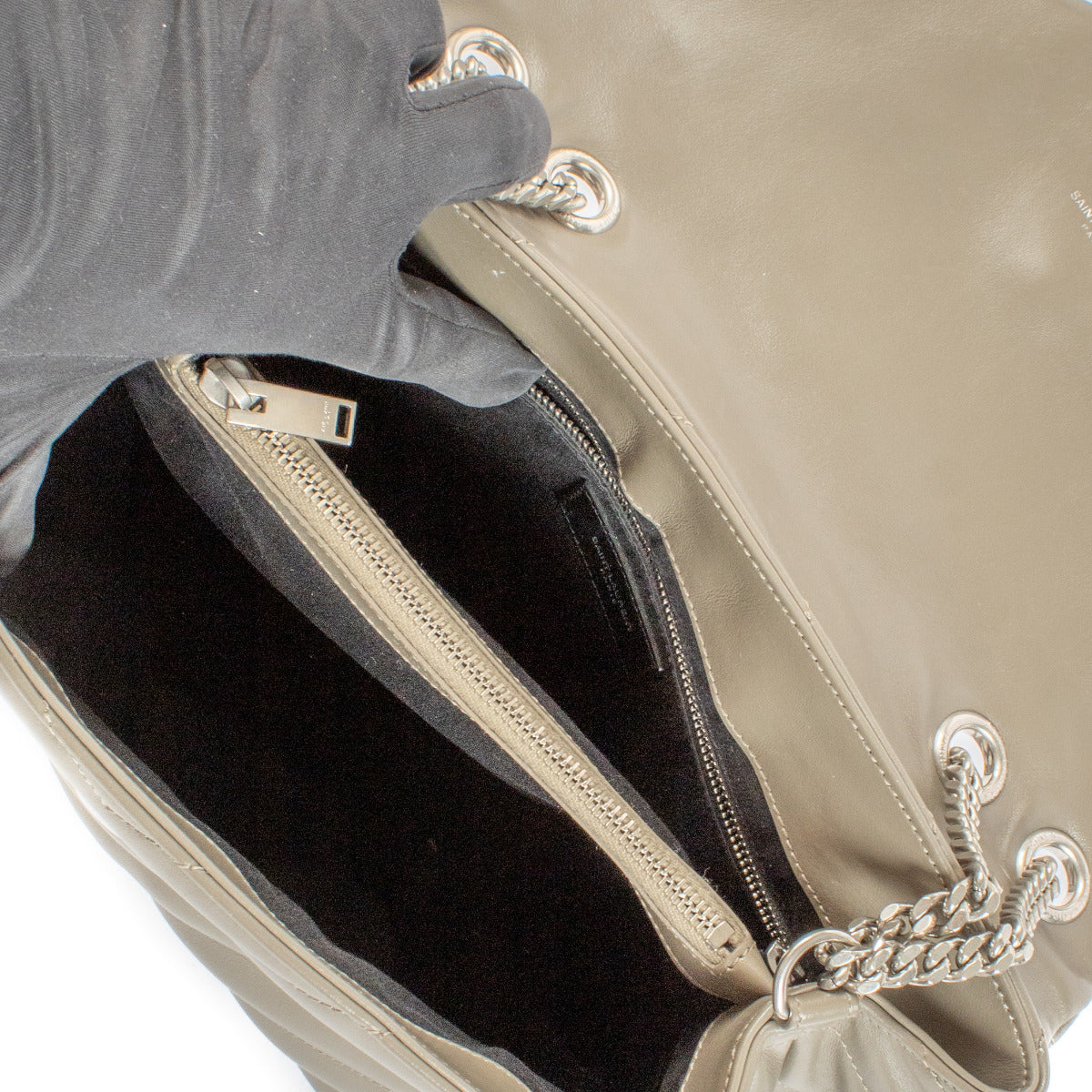 Sac porté épaule moyen Loulou Saint Laurent gris sauge